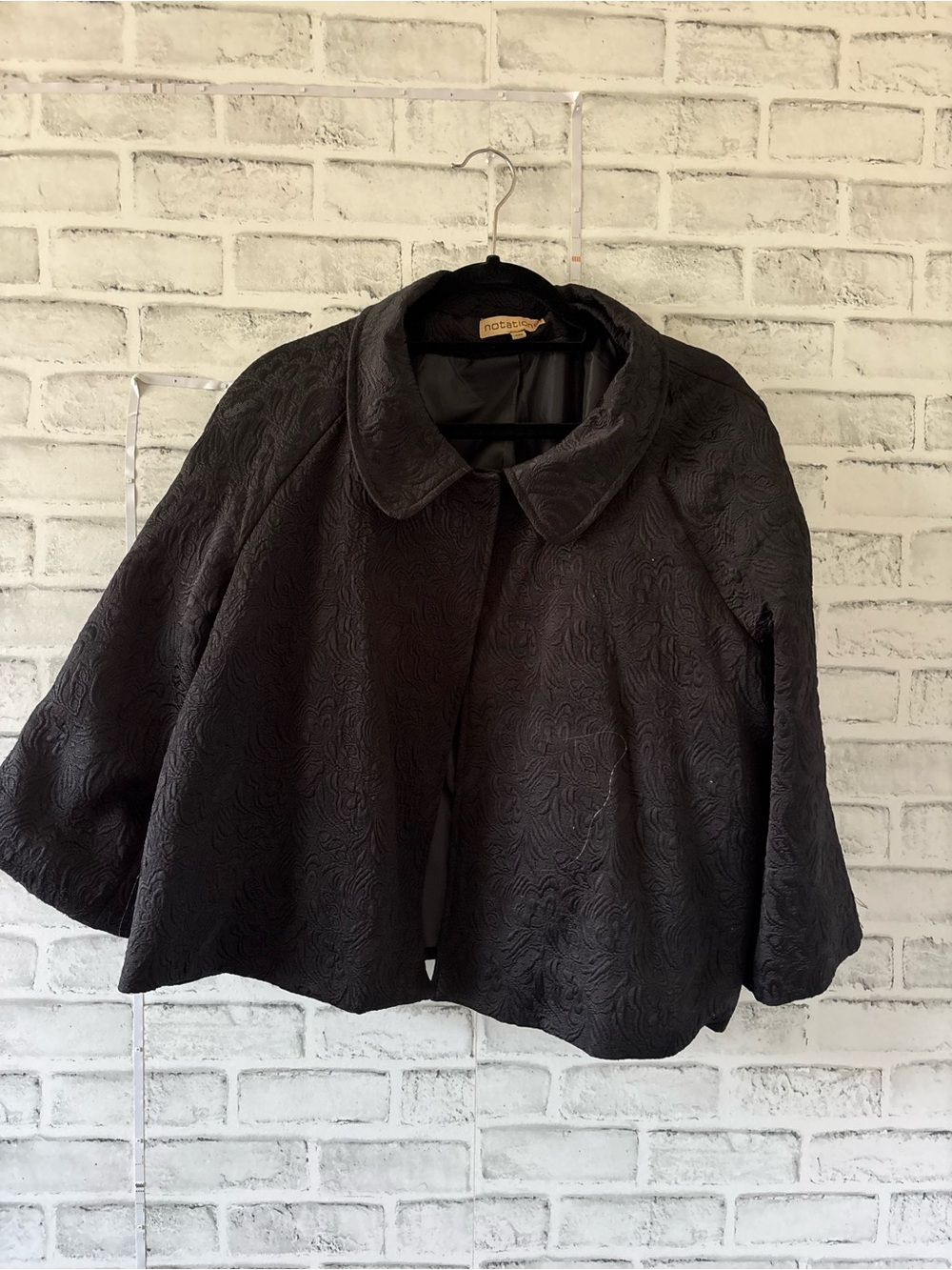 Notations Black Embossed Swing Cape Jacket